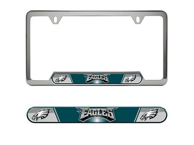 Embossed License Plate Frame with Philadelphia Eagles Logo; Green (Universal; Some Adaptation May Be Required)