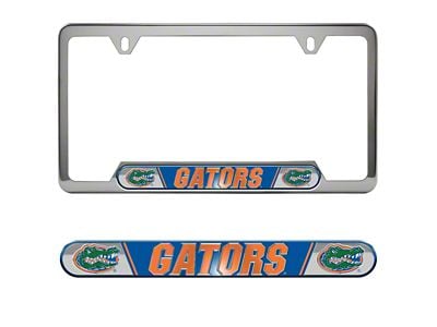 Embossed License Plate Frame with University of Florida Logo; Blue (Universal; Some Adaptation May Be Required)