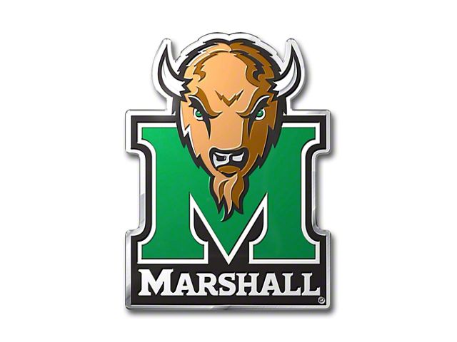 Marshall University Embossed Emblem; Green and Tan (Universal; Some Adaptation May Be Required)