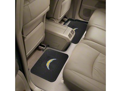 Molded Rear Floor Mats with Los Angeles Chargers Logo (Universal; Some Adaptation May Be Required)