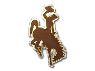 University of Wyoming Embossed Emblem; Brown and Yellow (Universal; Some Adaptation May Be Required)