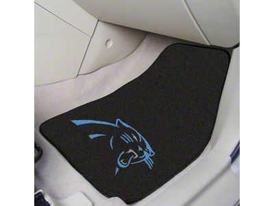 Carpet Front Floor Mats with Carolina Panthers Logo; Black (Universal; Some Adaptation May Be Required)