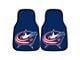 Carpet Front Floor Mats with Columbus Blue Jackets Logo; Navy (Universal; Some Adaptation May Be Required)