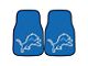 Carpet Front Floor Mats with Detroit Lions Logo; Blue (Universal; Some Adaptation May Be Required)