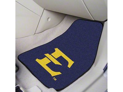 Carpet Front Floor Mats with East Tennessee University Logo; Navy (Universal; Some Adaptation May Be Required)