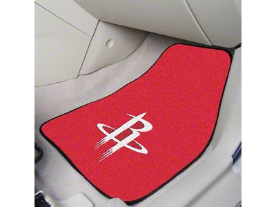 Carpet Front Floor Mats with Houston Rockets Logo; Red (Universal; Some Adaptation May Be Required)