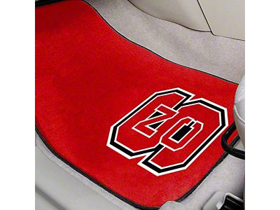 Carpet Front Floor Mats with NC State University Logo; Red (Universal; Some Adaptation May Be Required)