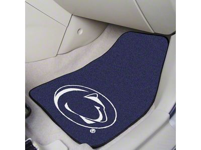 Carpet Front Floor Mats with Penn State University Logo; Navy (Universal; Some Adaptation May Be Required)