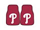 Carpet Front Floor Mats with Philadelphia Phillies Logo; Red (Universal; Some Adaptation May Be Required)