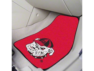 Carpet Front Floor Mats with University of Georgia Logo; Red (Universal; Some Adaptation May Be Required)