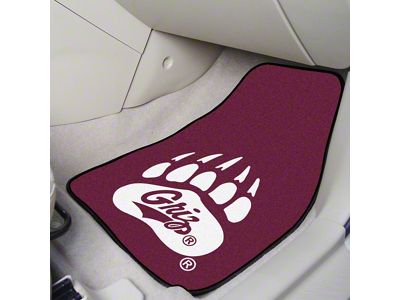 Carpet Front Floor Mats with University of Montana Logo; Maroon (Universal; Some Adaptation May Be Required)