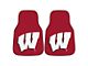 Carpet Front Floor Mats with University of Wisconsin Logo; Red (Universal; Some Adaptation May Be Required)