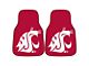 Carpet Front Floor Mats with Washington State University Logo; Red (Universal; Some Adaptation May Be Required)