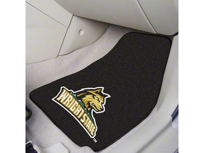 Carpet Front Floor Mats with Wright State University Logo; Black (Universal; Some Adaptation May Be Required)