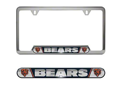 Embossed License Plate Frame with Chicago Bears Logo; Blue (Universal; Some Adaptation May Be Required)