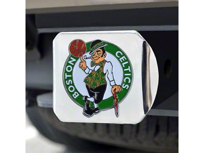 Hitch Cover with Boston Celtics Logo; Chrome (Universal; Some Adaptation May Be Required)