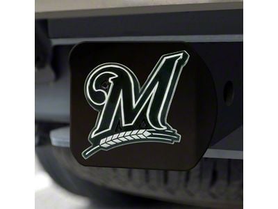 Hitch Cover with Milwaukee Brewers Logo; Black (Universal; Some Adaptation May Be Required)