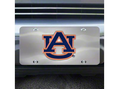 License Plate with Auburn University Logo; Stainless Steel (Universal; Some Adaptation May Be Required)