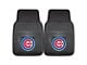 Vinyl Front Floor Mats with Chicago Cubs Logo; Black (Universal; Some Adaptation May Be Required)