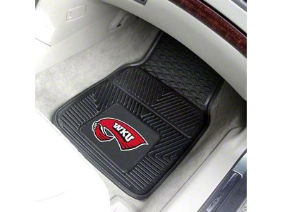 Vinyl Front Floor Mats with Western Kentucky University Logo; Black (Universal; Some Adaptation May Be Required)