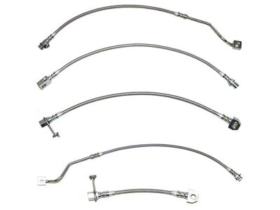 Fine Lines Braided Stainless Complete Brake Hose Kit; Front and Rear (99-01 4WD F-250 Super Duty w/ 2-Wheel ABS & Staggered Rear Calipers)