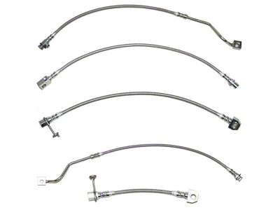 Fine Lines Braided Stainless Complete Brake Hose Kit; Front and Rear (99-04 4WD F-350 Super Duty w/ 4-Wheel ABS & Non-Staggered Rear Calipers)