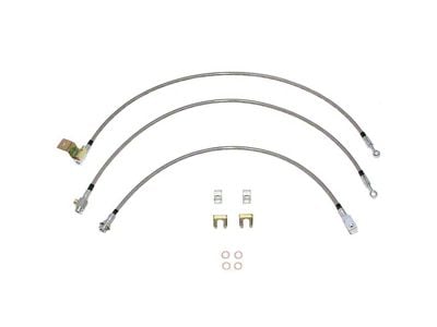 Fine Lines Braided Stainless Complete Brake Hose Kit; Front and Rear (97-01 4WD RAM 1500 w/ Rear Drum Brakes)