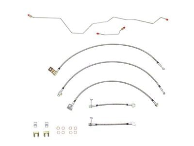 Fine Lines Braided Stainless Complete Brake Hose Kit; Front and Rear (01-02 4WD RAM 2500 w/ Rear Disc Brakes & Automatic Transmission)