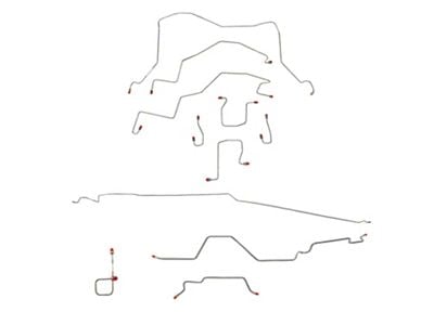 Fine Lines Complete Brake Line Kit; Stainless (98-01 4WD RAM 2500 Quad Cab w/ 6.4-Foot Box & Rear Drum Brakes)