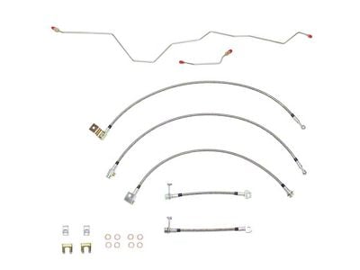 Fine Lines Braided Stainless Complete Brake Hose Kit; Front and Rear (01-02 4WD RAM 3500 w/ Rear Disc Brakes & Manual Transmission)