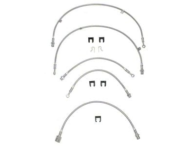 Fine Lines Braided Stainless Complete Brake Hose Kit; Front and Rear (99-04 4WD Sierra 1500)