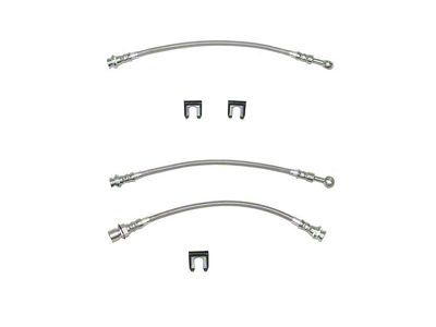 Fine Lines Braided Stainless Complete Brake Hose Kit; Front and Rear (05-06 4WD Sierra 1500)