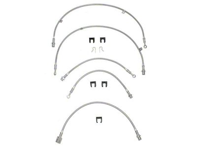 Fine Lines Braided Stainless Complete Brake Hose Kit; Front and Rear (99-04 2WD Sierra 1500)