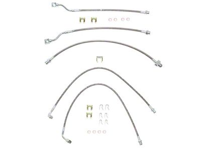 Fine Lines Braided Stainless Complete Brake Hose Kit; Front and Rear (01-06 Sierra 2500 HD)