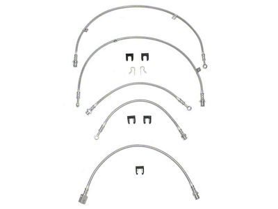 Fine Lines Braided Stainless Complete Brake Hose Kit; Front and Rear (01-06 Silverado 3500 HD)