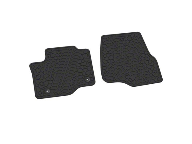 FLEXTREAD Factory Floorpan Fit Tire Tread/Scorched Earth Scene Front Floor Mats; Black (17-22 F-250 Super Duty Regular Cab)