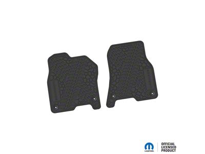 Factory Floorpan Fit Tire Tread/Scorched Earth Scene Front Floor Mats with Laramie Insert; Black (19-24 RAM 1500)