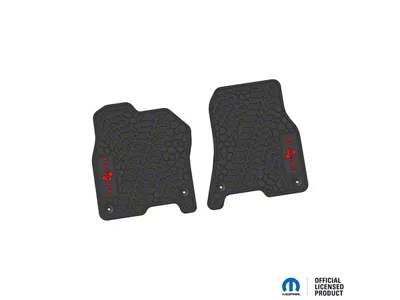 Factory Floorpan Fit Tire Tread/Scorched Earth Scene Front Floor Mats with Red Lone Star Insert; Black (19-24 RAM 1500)