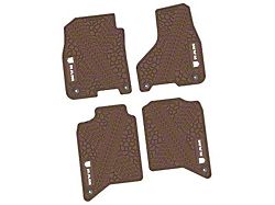 Factory Floorpan Fit Tire Tread/Scorched Earth Scene Front and Rear Floor Mats with White RAM Logo and Text Insert; Brown (19-24 RAM 2500 Crew Cab)