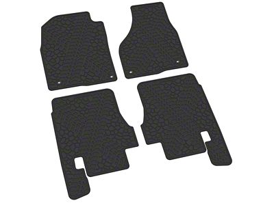 FLEXTREAD Factory Floorpan Fit Tire Tread/Scorched Earth Scene Front and Rear Floor Mats; Black (12-18 RAM 3500 Mega Cab)