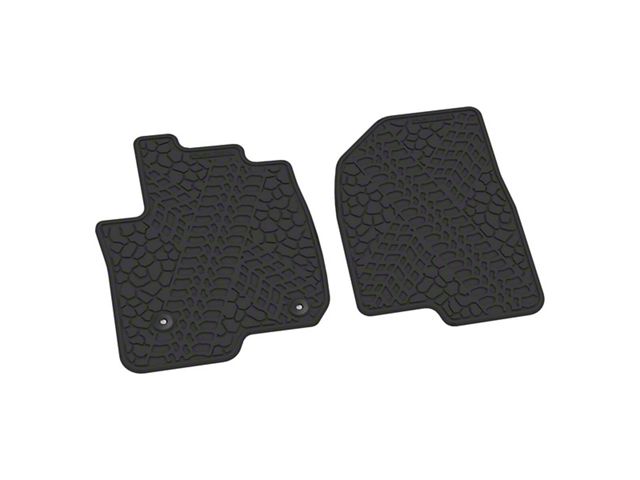 FLEXTREAD Factory Floorpan Fit Tire Tread/Scorched Earth Scene Front Floor Mats; Black (19-24 Sierra 1500 Regular Cab)