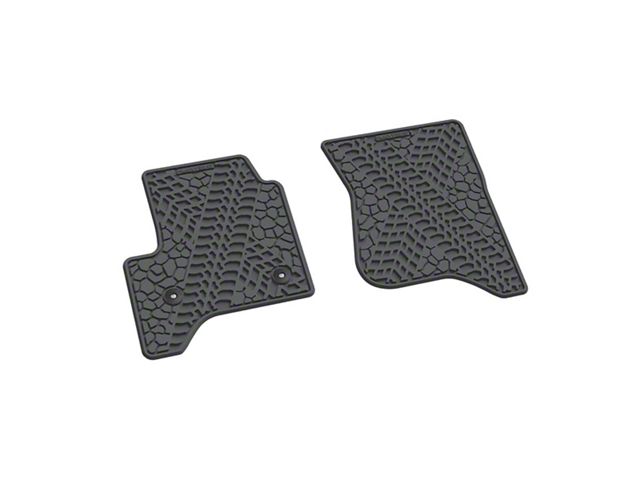 FLEXTREAD Factory Floorpan Fit Tire Tread/Scorched Earth Scene Front Floor Mats; Grey (14-18 Sierra 1500 Regular Cab)