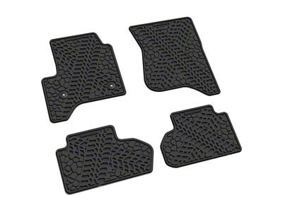 FLEXTREAD Factory Floorpan Fit Tire Tread/Scorched Earth Scene Front and Rear Floor Mats; Black (15-19 Sierra 2500 HD Double Cab)