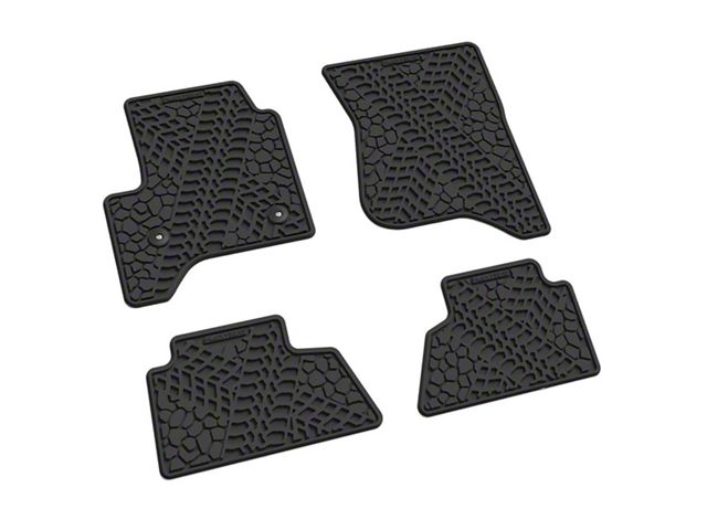 FLEXTREAD Factory Floorpan Fit Tire Tread/Scorched Earth Scene Front and Rear Floor Mats; Black (15-19 Sierra 2500 HD Crew Cab)