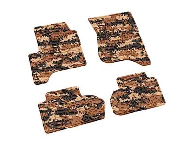 FLEXTREAD Factory Floorpan Fit Tire Tread/Scorched Earth Scene Front and Rear Floor Mats; Cyberflage Camouflage (15-19 Sierra 2500 HD Double Cab)