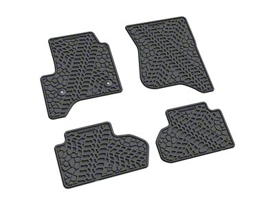 FLEXTREAD Factory Floorpan Fit Tire Tread/Scorched Earth Scene Front and Rear Floor Mats; Grey (15-19 Sierra 2500 HD Double Cab)
