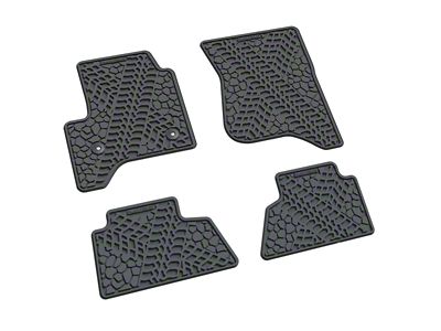 Factory Floorpan Fit Tire Tread/Scorched Earth Scene Front and Rear Floor Mats; Grey (15-19 Sierra 2500 HD Crew Cab)