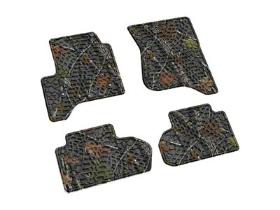 FLEXTREAD Factory Floorpan Fit Tire Tread/Scorched Earth Scene Front and Rear Floor Mats; Rugged Woods Camouflage (15-19 Sierra 2500 HD Double Cab)