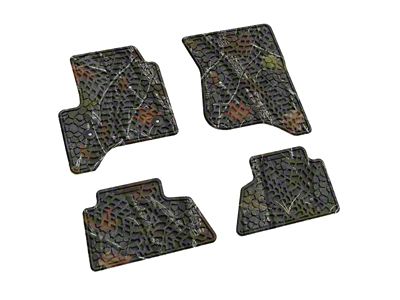 FLEXTREAD Factory Floorpan Fit Tire Tread/Scorched Earth Scene Front and Rear Floor Mats; Rugged Woods Camouflage (15-19 Sierra 2500 HD Crew Cab)