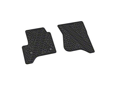 Factory Floorpan Fit Tire Tread/Scorched Earth Scene Front Floor Mats; Black (15-19 Sierra 2500 HD Regular Cab)